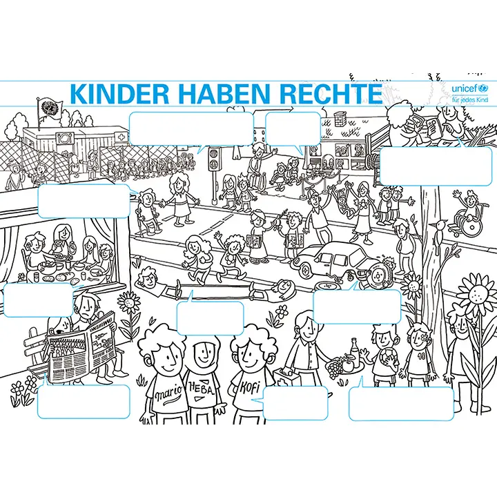Ausmalbild_Kinderrechte-Poster-ohneText_2019_A4_sw