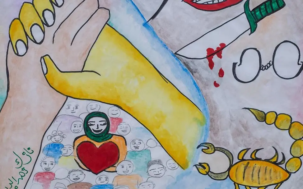 Mädchen und Frauen müssen vor der weiblichen Genitalverstümmelung geschützt werden. | © UNICEF/Mohamdeen Eine Teilnehmerin appelliert mit ihrem Bild: Liebt und beschützt eure Kinder vor der weiblichen Genitalverstümmelung.