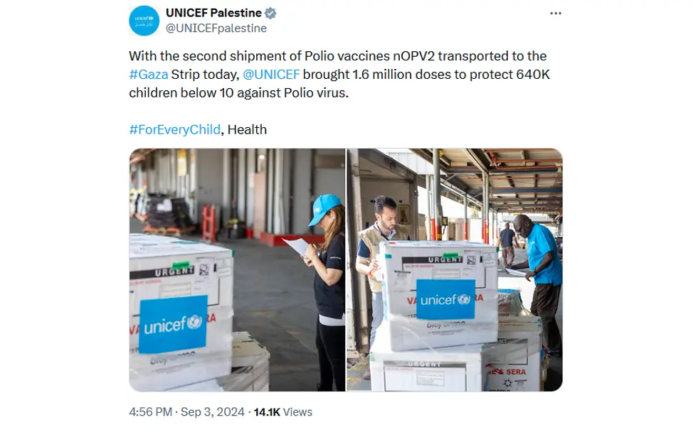 Impfkampagne gegen Polio in Gaza Tweet neu