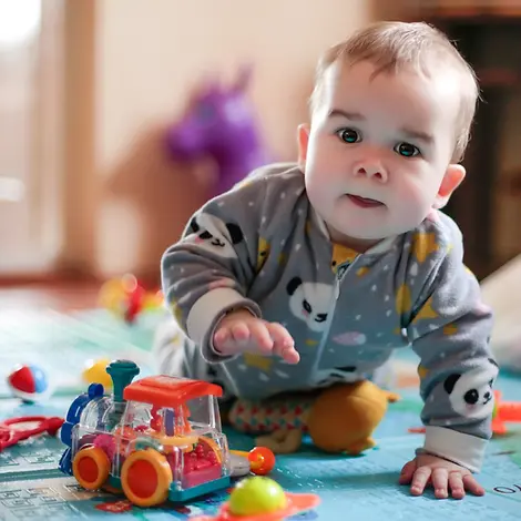 Impfen ist eine Voraussetzung dafür, dass Kleinkinder gesund aufwachsen | © UNICEF/Yevtushenko Impfungen Baby: Elterntipps für Impfungen für Babys und Kleinkinder - ein Baby beim Spielen